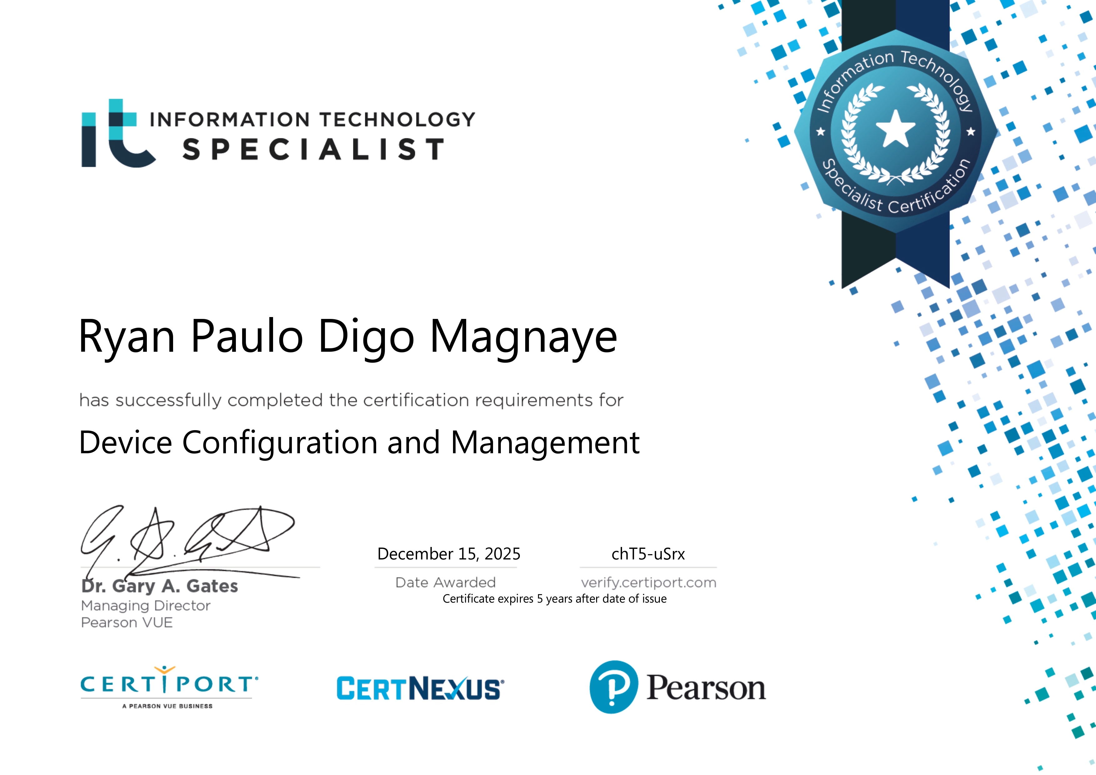 IT Specialist – Device Configuration and Management Certificate